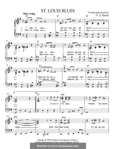 St Louis Blues By W C Handy Sheet Music On MusicaNeo