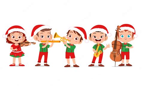 Premium Vector Happy Kids Christmas Sing Musical