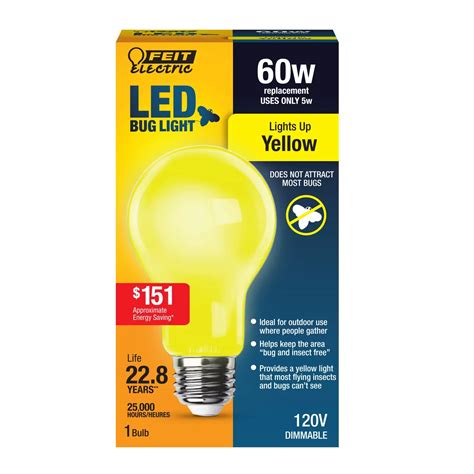 Feit Electric A Watt Led Yellow Bug Light Bulb Shop Light Bulbs