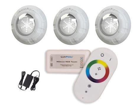 Kit Led Piscina Controle 3 Leds Rgb 9W Fonte 12V Luxpool