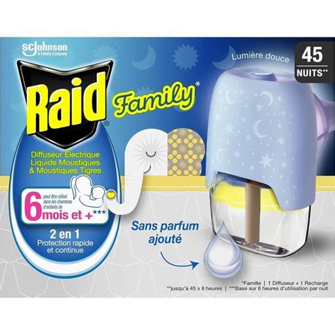 RAID FAMILY DIFFUSEUR ÉLECTRIQUE LIQUIDE MOUSTIQUES MOUSTIQUES TIGRES