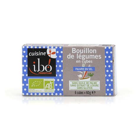 Bouillons cubes de légumes bio et pauvre en sel Ibo Produits Bio