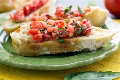 Easy Ciabatta Bread Recipe With Garlic And Basil Bruschetta Serving