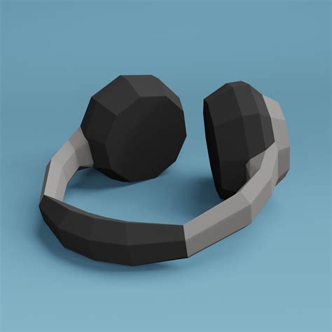 Low Poly Headphones Diy Real Size Paper Sculpture Pdf Etsy