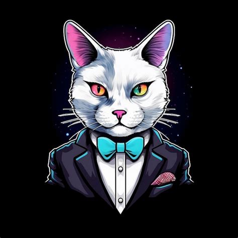 Premium AI Image | a cat wearing a tuxedo and a bow tie.