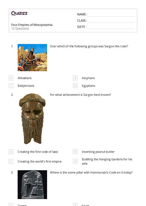 Mesopotamian Empires Worksheets For Th Year On Quizizz Free