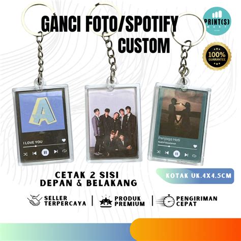 Jual Gantungan Kunci Ganci Custom Foto Spotify Souvenir Keychan