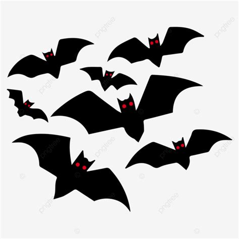 Cartoon Halloween Flying Bats Black Silhouette Vector, Halloween Flying ...