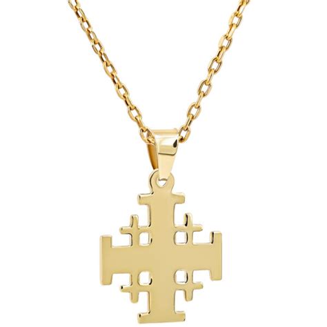 Jerusalem Cross Necklace In K Gold With Jerusalem Engraving Sizes