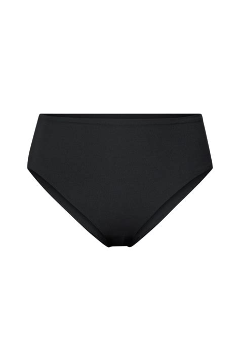 Ellos Midi Bikinioverdel I Skinnende Jersey Svart Bikini Underdeler