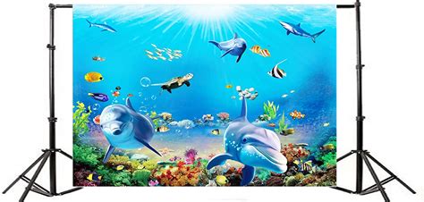 Amazon Yeele 7x5ft Cartoon Cute Dolphin Aquarium Background Blue