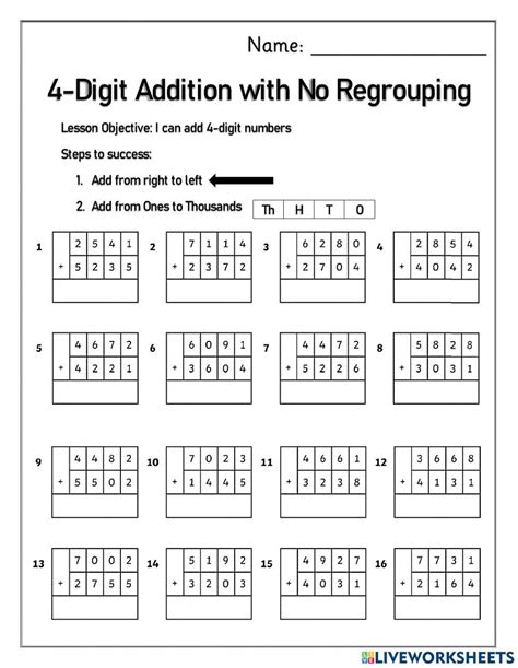 4 Digit Addition Worksheet Archives Skoolon Worksheets Library