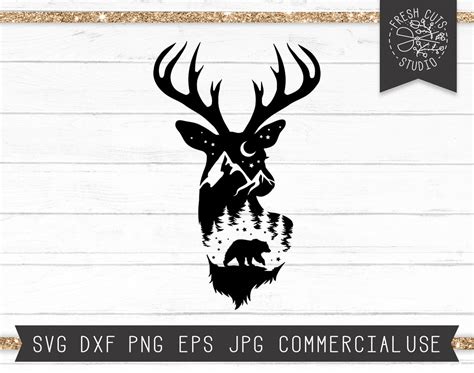 Hirsch Svg Datei Hirsch Silhouette Svg Wald Svg Hirsch Kopf Svg