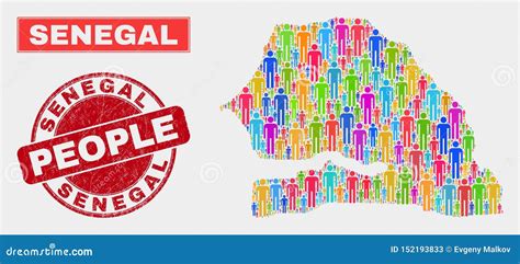 Senegal Map Population People and Rubber Seal Stock Vector ...