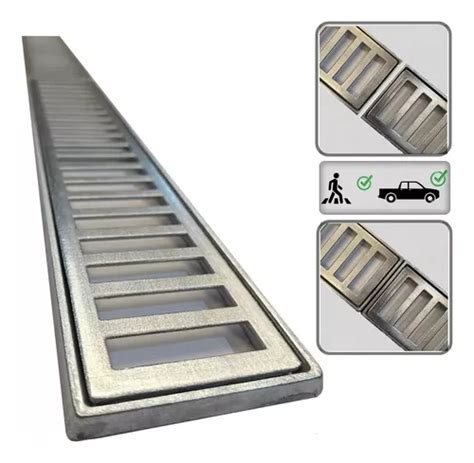 6 Ralo Linear 10x100 Cm Coleta Agua Pluvial Grelha Alum Parcelamento