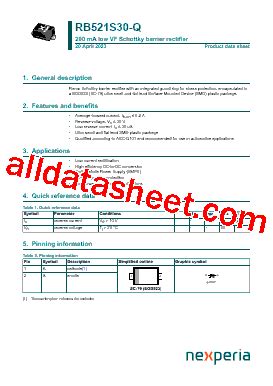 RB521S30 Q Datasheet PDF Nexperia B V All Rights Reserved