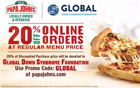 Support Global with Papa John's Pizza | Global Down Syndrome Foundation