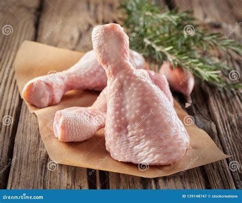 Raw Chicken Drumsticks With Their Skin Stock Image Image Of Fresh Cooking 129148747