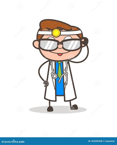 Karikatur Lustiger Moderner Doktor Vector Illustration Stock Abbildung