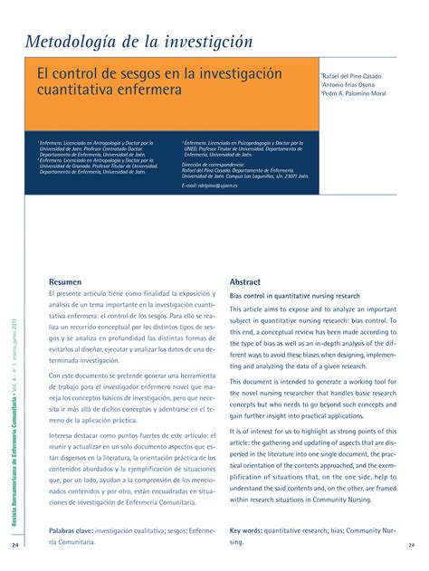 PDF El control de sesgos en la investigación cuantitativa enfermera