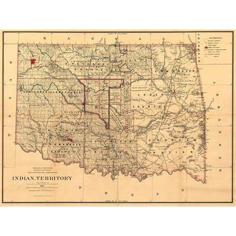 Indian Territory // 1887 (18"W x 24"H // Paper) - Antique Maps - Touch ...