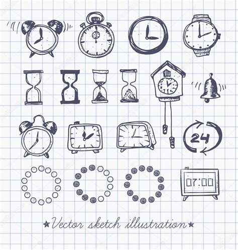 Set Of Vintage Doodle Sketch Watches Stock Vector By ©elinacious 53883567