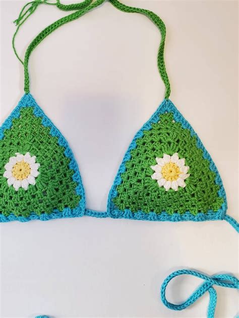 Little Daisy Bikini Top Crochet Cotton Bralette Etsy