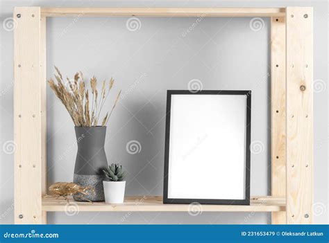 Mock Up Frames Shelf Stock Image Image Of Shelf Background 231653479