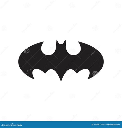 American Superhero Batman Icon Black Silhouette Vector Editorial Image