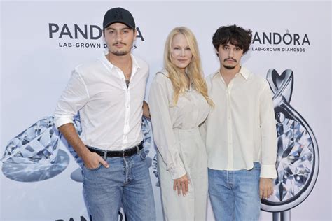 Pamela Anderson Steps Out With Look Alike Sons Brandon And Dylan Lee In