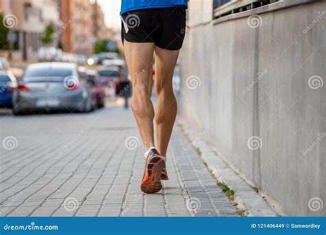 Closeup Runners Legs With Urban City Background Stock Image Image Of