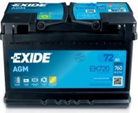 Exide Start Stop AGM 12V 72Ah 760A EK720 Bonatrade