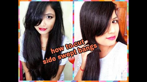 How To Cut Updated Side Swept Bangsfringe At Home Side Swept Bangs Cutting Tutorial Youtube