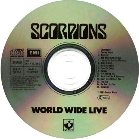 Car Tula Cd De Scorpions World Wide Live Portada