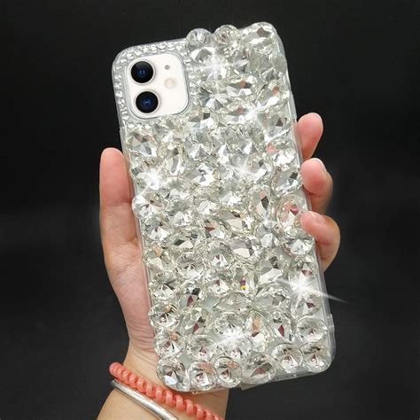 3d Glitter Bling Diamond Crystal Rhinestone Clear Cell Phone Cases For Iphone 12 13 Mini 11 Pro