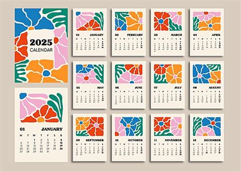 Cute Lunar Calendar 2025 Template Coloful Design Full 12 Months Year Of