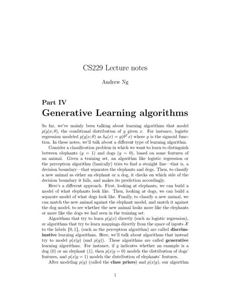 Cs229 Lecture Notes Machine Learning Cs229 Lecture Notes Andrew Ng