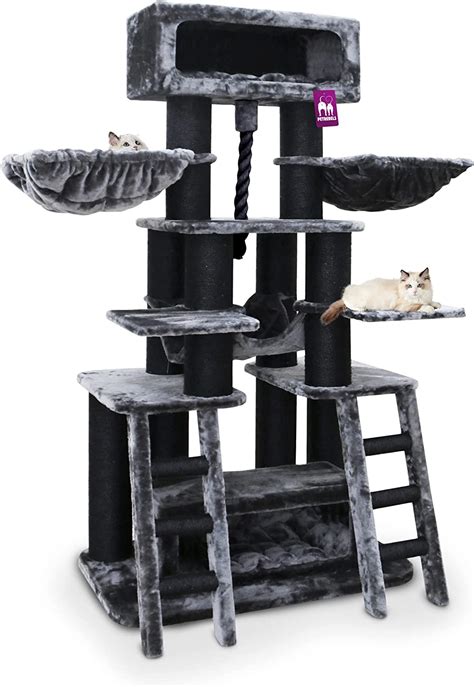 Petrebels Arbre à Chat Geant XXL Skybox 187 cm Noir pour Grands Chats