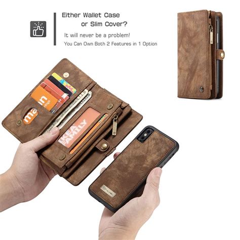 Caseme Magnetic Leather Wallet Case Zipper Detachable Removable Cover For Iphone 11 Pro Max Xs