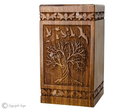 Handmade Rosewood Urn For Human Ashes Tree Of Life Wooden Box Urns For