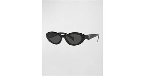 Prada Pr 26zs Beveled Acetate And Plastic Oval Sunglasses In Black Lyst