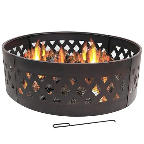 Sunnydaze Decor 36 In Dia Round Steel Crossweave Wood Burning Campfire