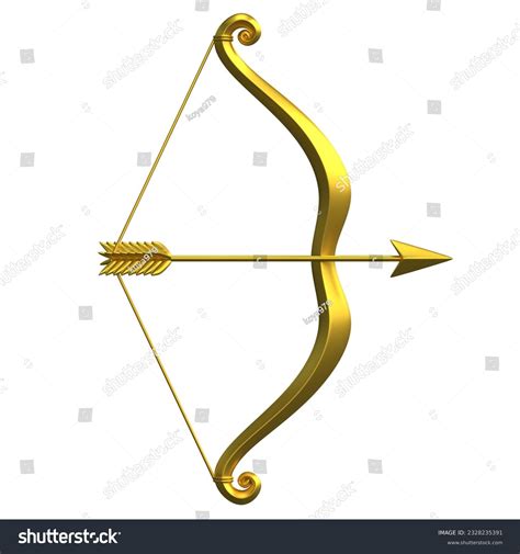 Golden Bow Arrow Isolated On White Stock Illustration 2328235391