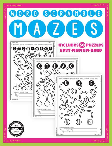 Free Printable Word Scramble Maze - Your Therapy Source