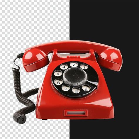Psd 3d красный ретро стационарный телефон или телефон на изолированном ...