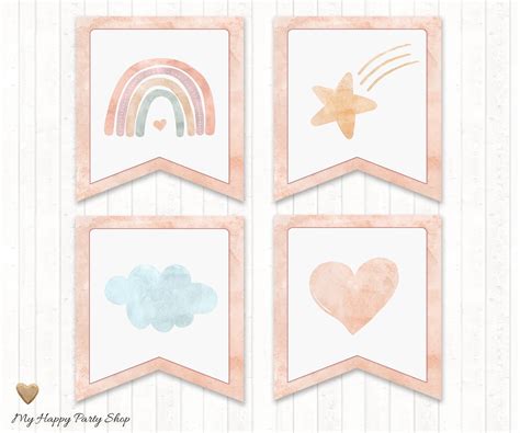 Rainbow Birthday Banner PRINTABLE One Banner First | Etsy