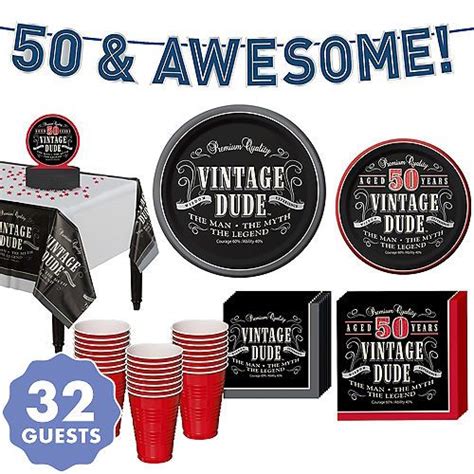 Vintage Dude 50th Birthday Party Kit Anniversary Party Decorations