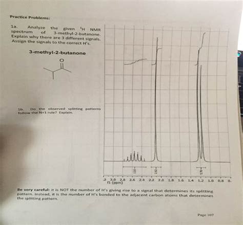 Solved Analyse The Given H Nmr Spectrum Of 3 Methyl 2 Butanone Explain 1 Answer