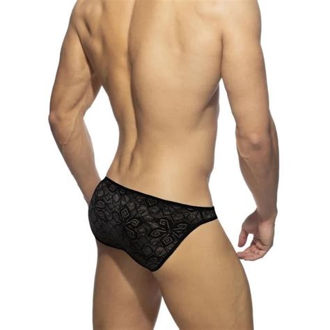 Maillot De Bain Sexy En Dentelle Pour Hommes Black Flowers Taille Basse Pour Gay Blanc