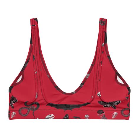Red Padded Bikini Top Recycled Bikini Spooky Vintage Goth Swimsuit Top Dark Academia Swim Top